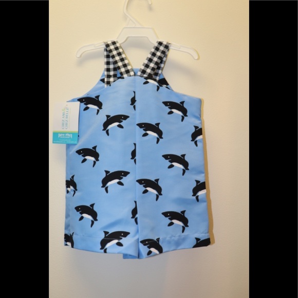 CHEZ AMI BY PATSY AIKEN BLUE SHARK ONESIE - Picture 2 of 3